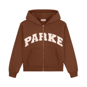 pink and brown parke hoodie